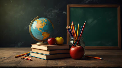 A vibrant back-to-school background featuring educational elements and supplies, capturing the excitement of the new academic year