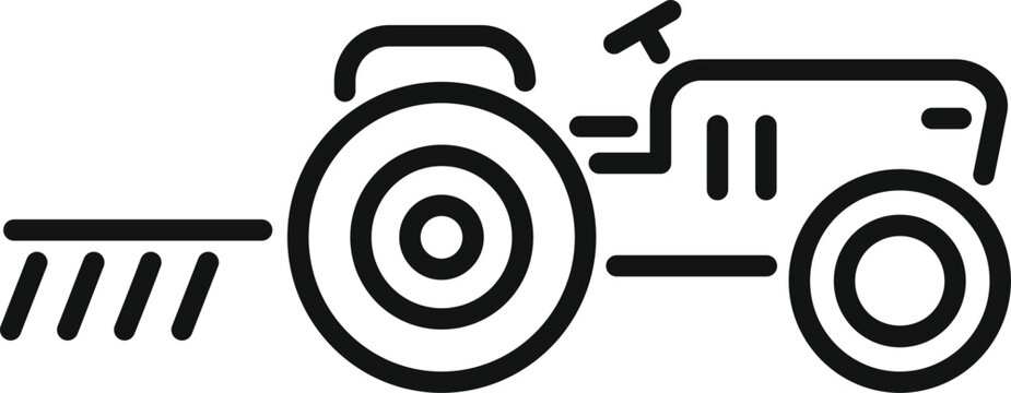 recommend clip art: Simple, clean line art illustration of a modern tractor with plough attachment