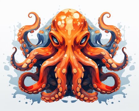 recommend clip art: Camouflage octopus flat design side view underwater theme animation Triadic color scheme