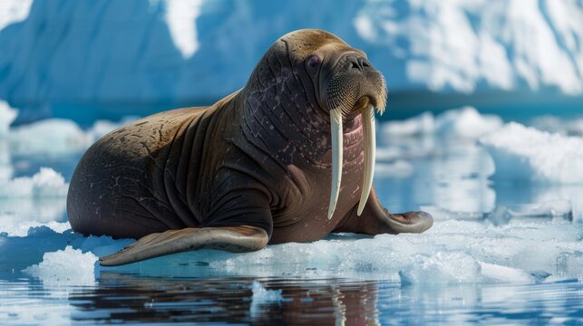 "High-Resolution Close-Up of Massive Walrus Basking in Sunlight"