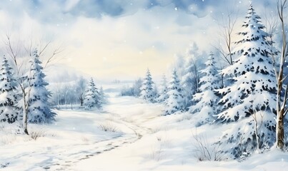 Obraz premium Christmas illustration in watercolor style