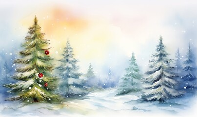 Obraz premium Colorful watercolor representation of Christmas