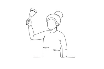
Continuous one line drawing of Girls playing with bells, child day concept. Modern continuous line draw design graphic vector illustration
