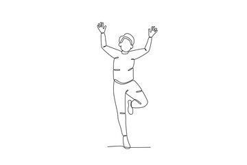 
Continuous one line drawing of Happy boy, child day concept. Modern continuous line draw design graphic vector illustration
