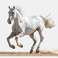 Obraz premium White horse running, full body shot on white background