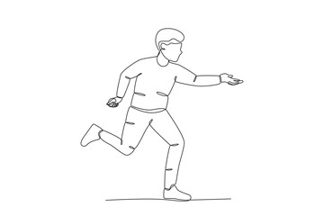 Continuous one line drawing of Boy playing running, children_s day concept. Modern continuous line draw design graphic vector illustration

