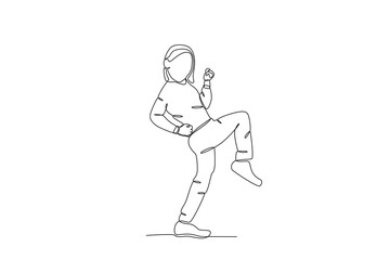 Continuous one line drawing of Happy daughter, child day concept. Modern continuous line draw design graphic vector illustration

