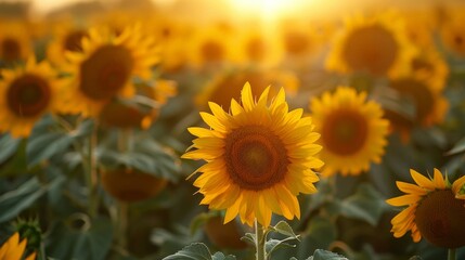 Obraz premium Sunset Over Golden Fields