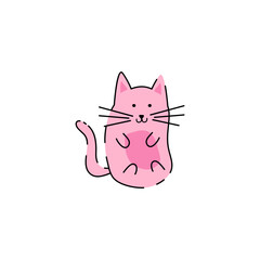 Icon of a cute pink kitty on a white background.