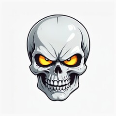 Fiery-Eyed Skull Illustration