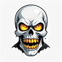 Fototapeta premium Fiery-Eyed Skull Illustration