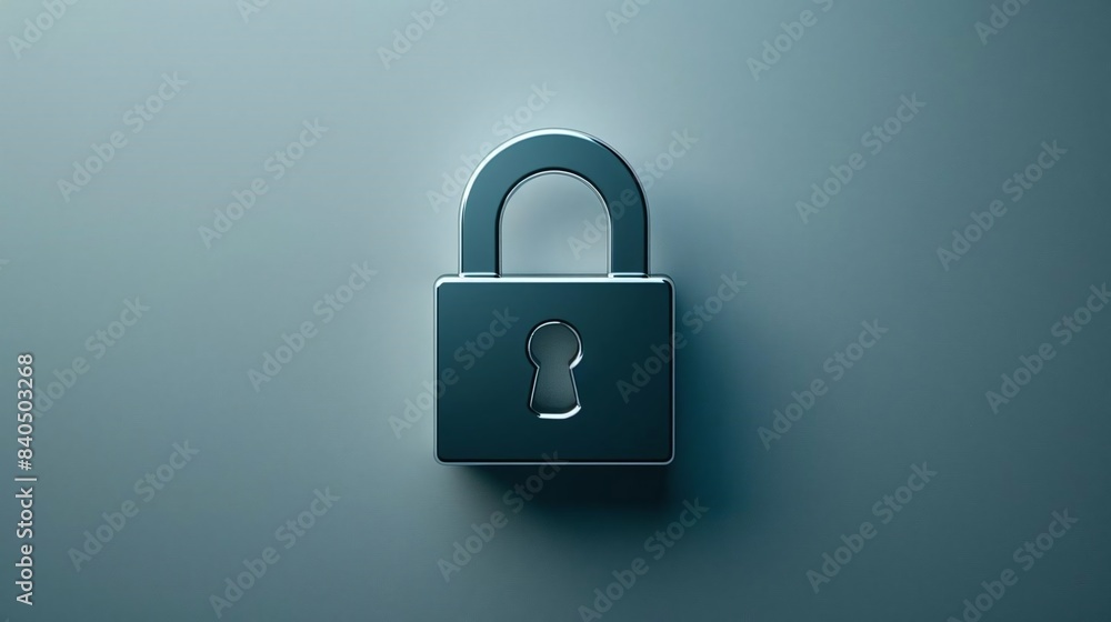 Aufkleber a simple data protection icon in the upperleft third of the frame on a light gray background