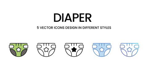 Diaper icons vector set stock illustration.