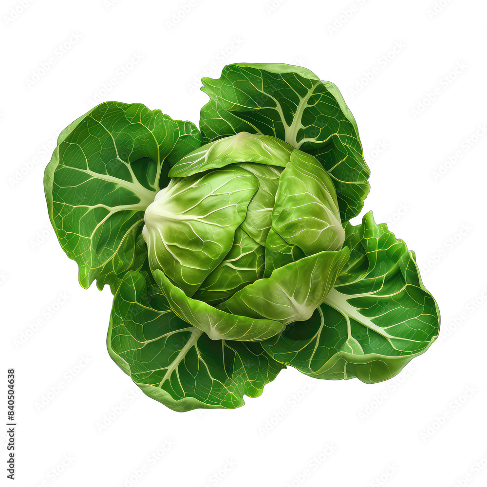 Wall mural Green cabbage isolated on transparent background. - Wall murals