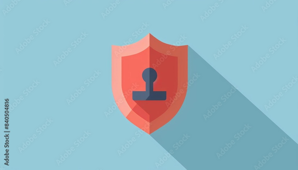 Poster a flat firewall icon in the lowerleft third of the image with a pastel blue background