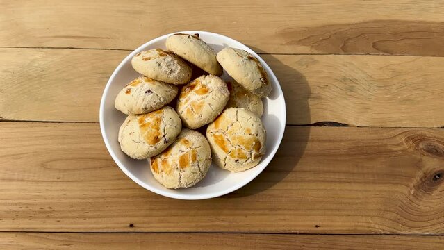Traditional Nan Khatai Cookies with Dry Fruits from South Asia.