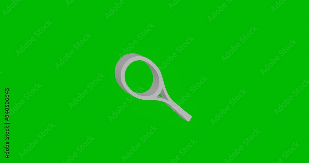 Poster animation of rotation of a white tennis racket symbol with shadow. simple and complex rotation. seam