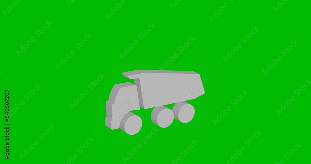 Poster animation of rotation of a white truck symbol with shadow. simple and complex rotation. seamless loo