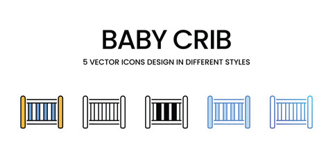 Baby Crib icons vector set stock illustration.