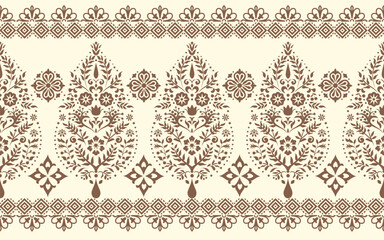 Abstract Traditional Scribble Style Hand Drawn Ikat Seamless Vector Pattern Trendy Fashion Colors Perfect for Allover Fabric Print or Wall Paper Damask Ethnic Concept Bright Orange White Tones