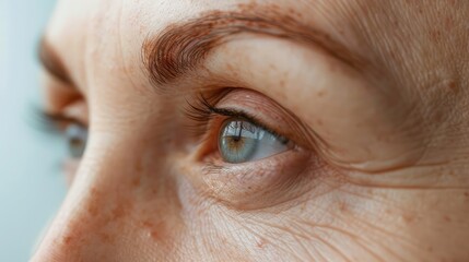 Fototapeta premium Close-up of a woman's smooth and tightened skin after using anti-aging facial products, highlighting the effectiveness of salon care