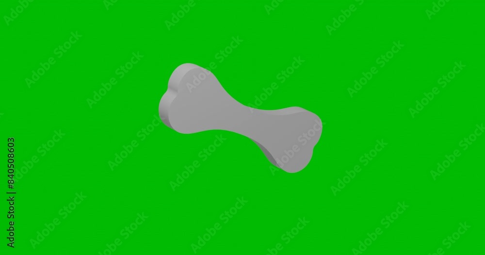 Poster animation of rotation of a white dog bone symbol with shadow. simple and complex rotation. seamless 