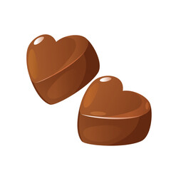 Delicious chocolate candies in heart shape isolated on white background
