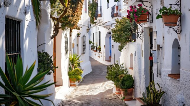 Mojacar, an Andalusian village with white streets, in the province of Almeria, Andalusia, Spain.