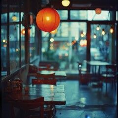 Elegant Restaurant Interior at Dusk