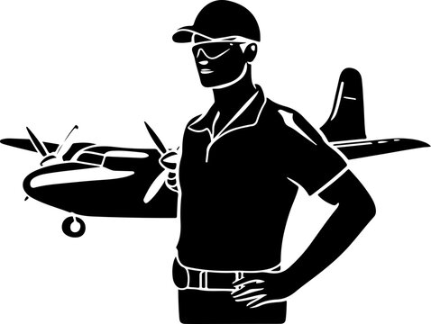 recommend clip art: Silhouette of Pilot with Airplane