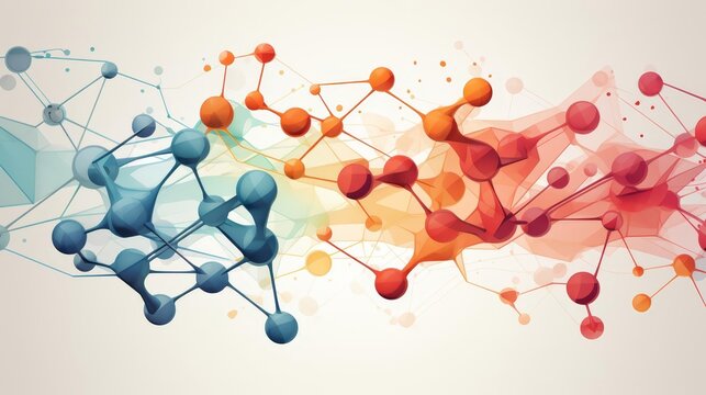 Chitin molecular structure flat design, top view, biochemistry theme, cartoon drawing, colored pastel