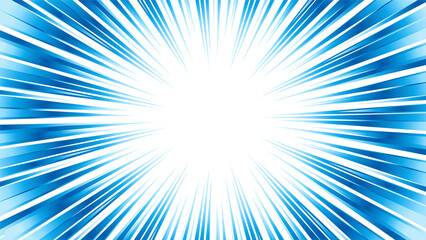 青色のグラデーションの集中線の素材