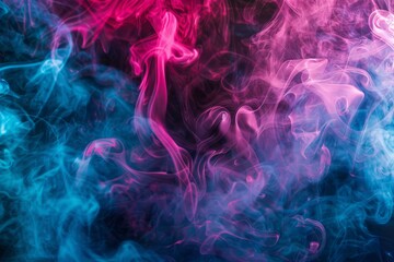 Obraz premium Colorful smoke background. Abstract smoke on black, pink and blue color background. Vape background.