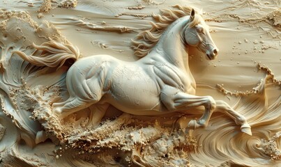 Beautiful horse 3d relief wallpaper