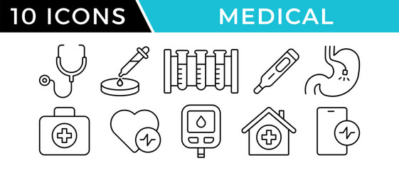 Medical icon vector set. Medical examination symbol