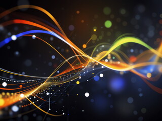 Abstract background ideal for digital, technologies, scientific, neural networks, AI, network, data transmission and analysis, audio and visual representations.