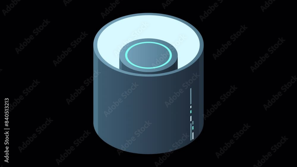 Poster isometric cloud database animation. cloud computing and file cloud storage. modern technology. motio