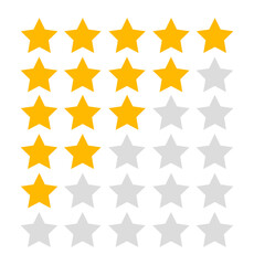 Obraz premium Product rating or customer review feedback with gold stars. Flat vector icons for apps and websites. Rate set