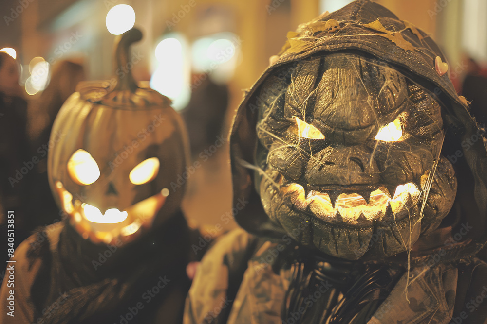 Wall mural ็Halloween party amidst the light Young people frighten the audience Everyone dresses up in scary.