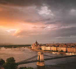 Wonderful sunset over Budapest, Hungary