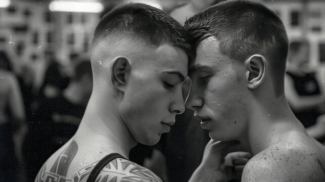 An old photo of men's hairstyles in the USA brings back memories of a bygone era.