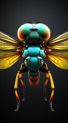 Fototapeta premium Compound eyes study flat design front view research theme 3D render vivid