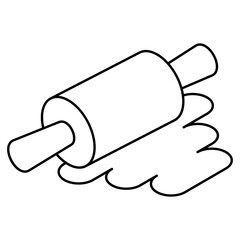 A flat design icon of rolling pin