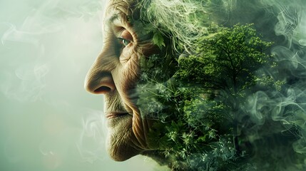 Ageism Paired with Chlorophyll Symbolizing Vitality and Resilience