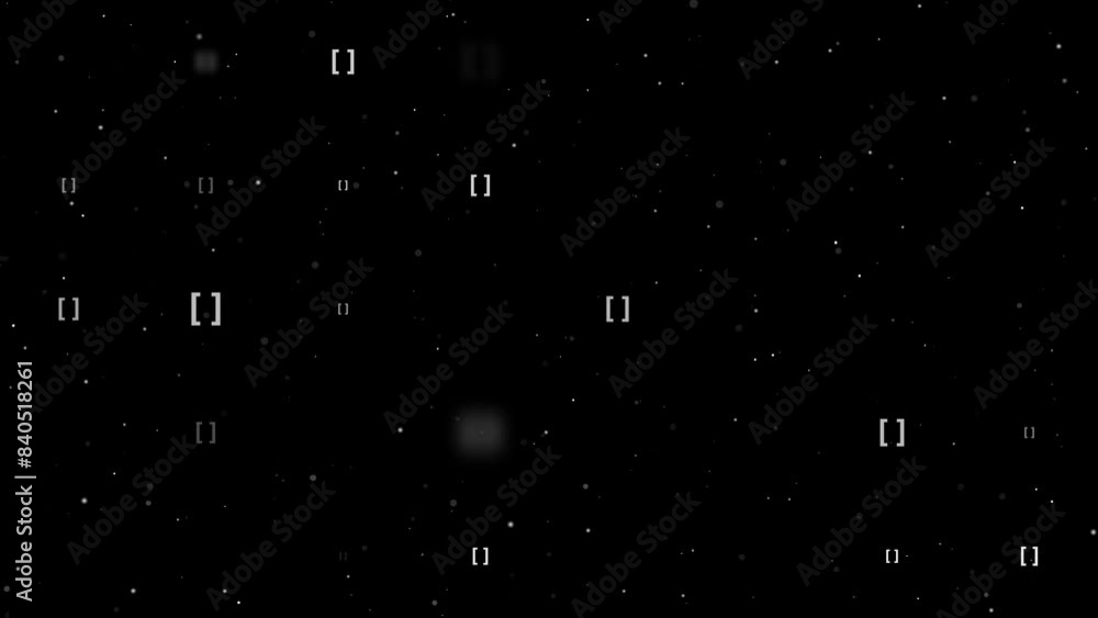 Poster template animation of evenly spaced square brackets symbols of different sizes and opacity. animatio