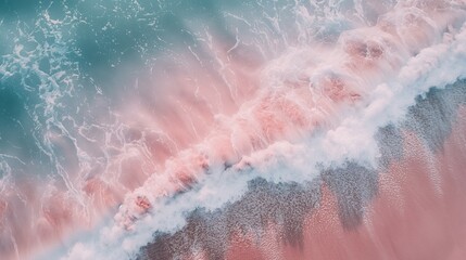 Fototapeta premium Beach with beautiful pink waves