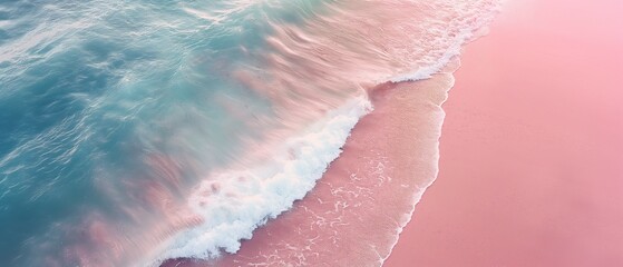 Fototapeta premium Beach with beautiful pink waves