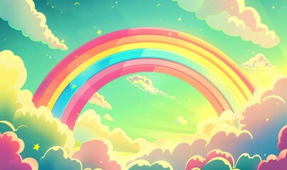 Kids cartoon illustration of rainbow background wallpaper