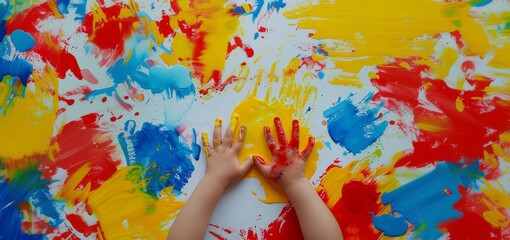 Colorful Children s Art: Toddler Hand Painting Creativity for Early Childhood Education and Fun