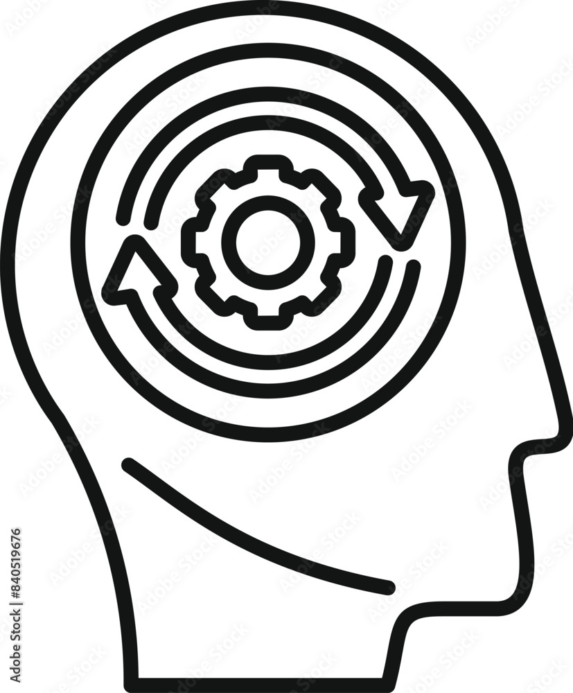 Poster abstract conceptual vector icon design representing the mechanics of the human mind's cognitive func